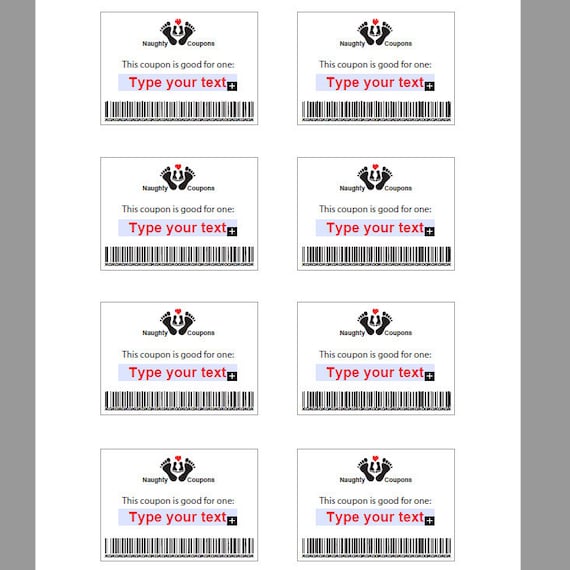 Editable Sex Coupons Naughty Printable Instant Download