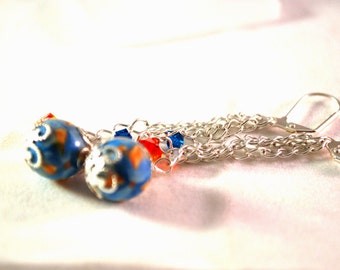 Earrings Handmade, Silver Earrings, Dangle Earrings, Polymer Earrings, Ready to Ship, Drop Earrings, Flower Earrings, Statement Earrings
