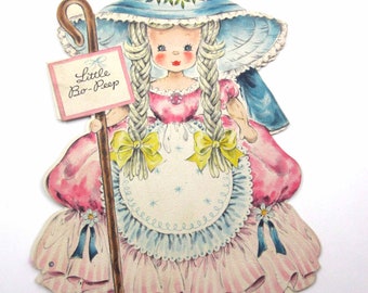 Little Bo Peep Vintage 1940s Greeting Card Land of Make Believe No. 1 Doll Card by Hallmark