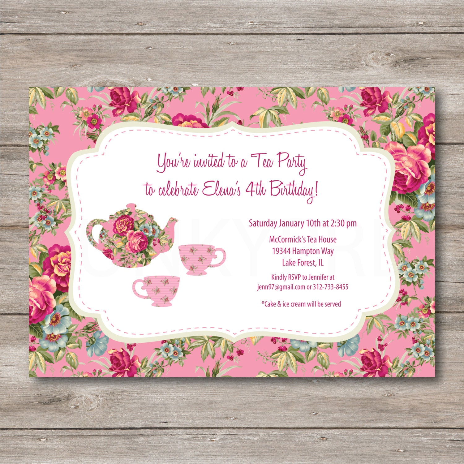 Tea Party Invitation with Editable Text Printable Tea