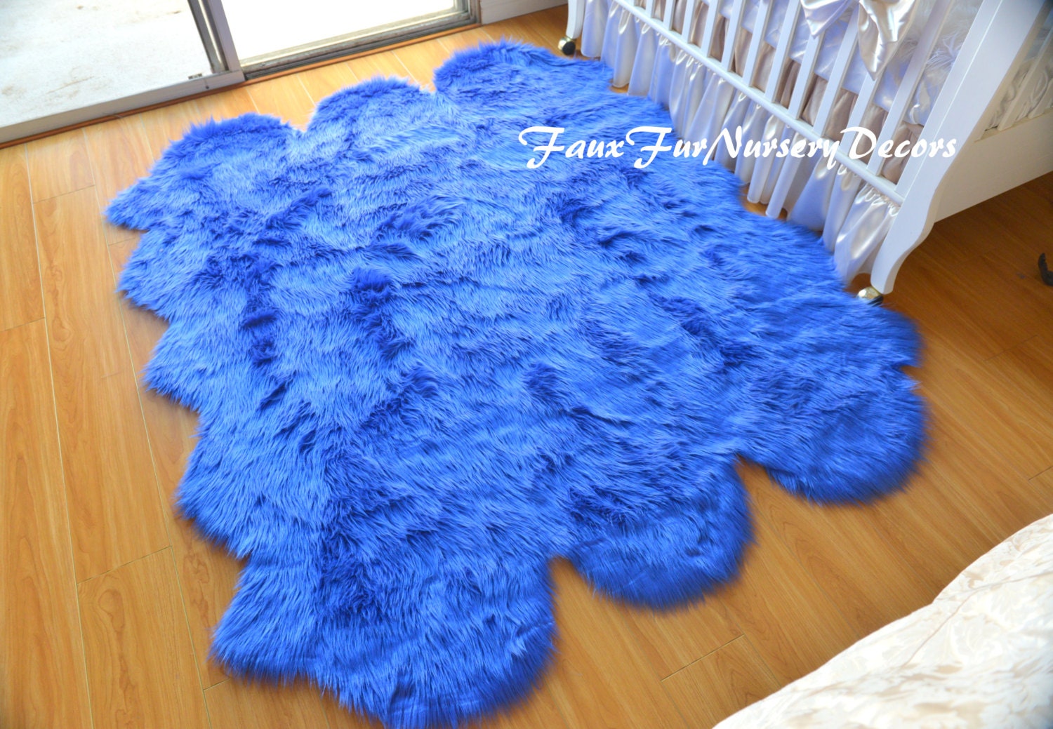 Royal Blue Shag Fur Rug in sample picture Nursery Rug