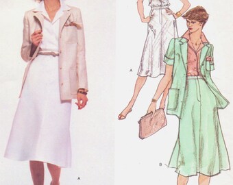 70s Calvin Klein Womens Jacket, Shirt and Skirt Vogue Sewing Pattern 1671 Size 10 Bust 32 1/2 UnCut Vintage Vogue American Designer