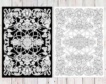 Coloring pages. Coloring pages for adults. LineArt Instant Download Printable. Digital coloring. PDF included 2 A4 illustrations