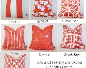 ORANGE Outdoor Pillow - Patio PILLOW - Outdoor - Various Sizes - Deck Pillow - Accent Pillow - Beach - Beachhouse - 20x20,18x18,22x22