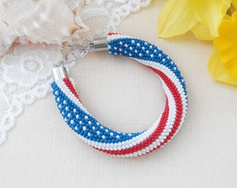 USA flag bracelet, American bracelet, Independence day gift, 4th July bracelet, Patriotic jewelry, USA Bead bracelet, USA gift for american