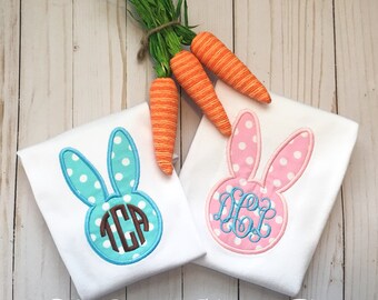 Brother and sister matching Easter outfit,Bunny monogram Shirt, girls easter shirt, monogram easter shirt, embroidered, personalized, easter