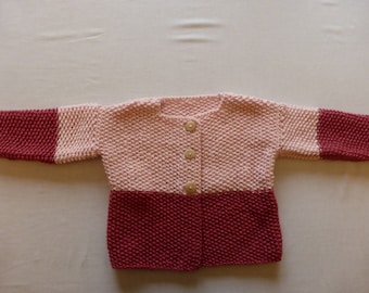Pink Moss stitch Cardigan girl 2 years