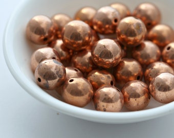 Vintage Round Lucite Copper Beads Aged Antiqued 10mm (20)