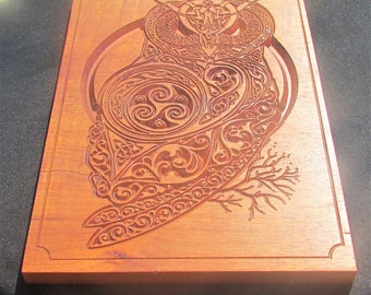 Owl Plaque;Celtic Owl;Carved Owl;Wood Owl
