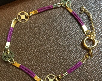 Steampunk red and gold bracelet