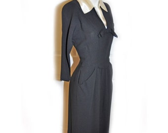 1950’s R & K Originals Black Crepe Wiggle Dress