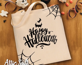 Happy Halloween Tote, Trick or Treat Bag, Halloween Treat Bag, Halloween Bag