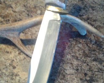Knife with antler handle