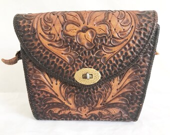 Vintage 50's Tooled Leather Purse