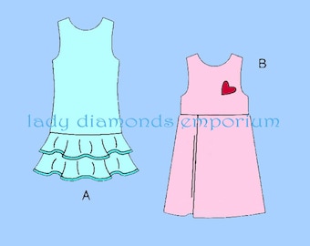 Butterick B5063 Girls Raised Waist Dress or Jumper w Pleat or Flounce size 4 5 6 Very Easy Easter Dress Pattern Butterick 5063 Uncut FF #680