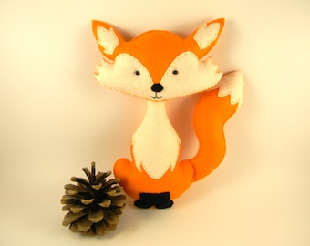 Personalized felt fox toy Fox stuffed animal Plush Fox Toy Fox nursery decor Fox Stuffed toy handmade woodland nursery decor orange