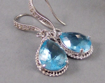 Sky Petals, Aquamarine Earrings,Aquamarine Jewerly,Aquamarine in handmade,March Birthstone,Birthstone Earring,Birthday,Valleygirldesigns