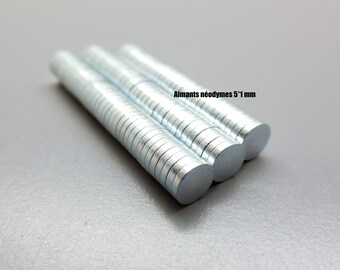 Set of 50 neodymium magnetic discs N35, 5 * 1 mm