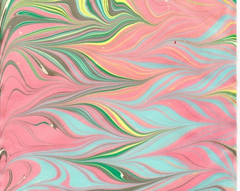 Hand Marbled Cotton Paper 2016-11f 9 1/2x 12 3/8"