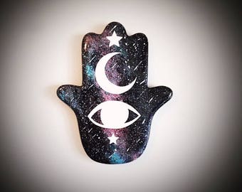 Mystical Hand of Hamsa Ceramic Wall Art