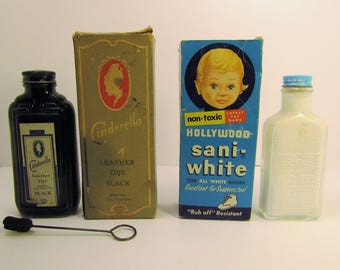 Lot of Two bottles of Antique/Vintage(?) Shoe Dye