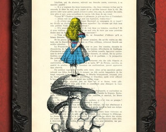 vintage dictionary art print ALICE IN WONDERLAND print on vintage dictionary page