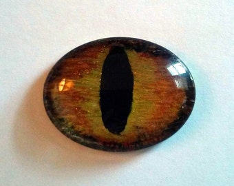 Golden Hand Painted Glass Dragon Eye 30 x 40 mm Oval Glass Eye Fantasy Jewelry Supplies Fastasy Steampunk Sci Fi Cosplay Pendant