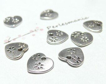 10 VA NO12880 flower heart pendant charms
