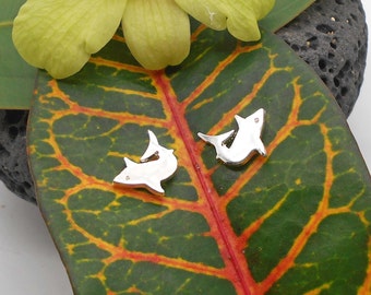 Silver Post Earrings with Sharks - Beach Weddings, Shark, Shark Jewelry, Beach Jewelry, Hawaii, Ocean, Silver Post Earrings, Strength