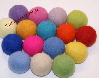 Felt balls as big as a golf ball, Jumbo 4cm, lots of fun for kids, felt balls 16color, 100% pure felt wool