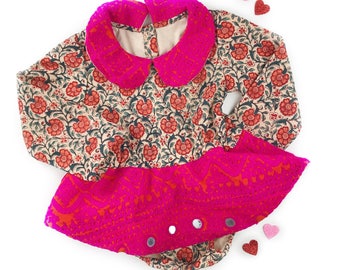 3T, Ready to ship skirted romper, Boho dress, hippie baby dress, bohemian baby romper, toddler romper, moonchild