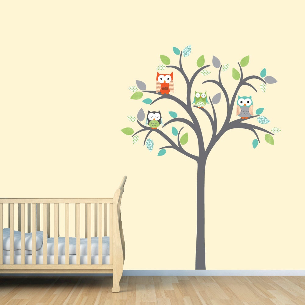 Owl tree decal Owl tree wall sticker Owl Nursery Art owl