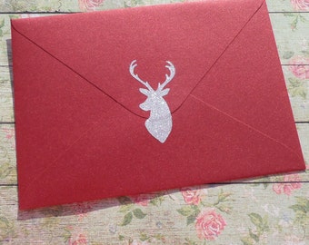18 gold glitter Deer stickers, Christmas stickers, gold envelope seal, animal stickers, stag head stickers, invitation seal, hunting
