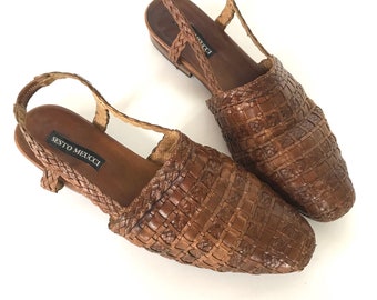 Vintage Women's Size 9 Woven Leather Huarache Sandals