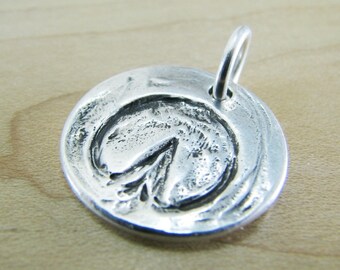 Personalized Silver Natural Hoofprint Pendant, Artisan Handmade Horse Jewelry, PMC Fine Silver