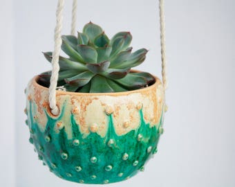 Modern hanging planter - Decor wall planter - Wall Succulent Planter - Ceramic hanging planter - Wall planter indoor