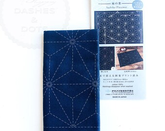 Sashiko Pre-Printed Sampler, Placemat Sashiko Sampler; "Asanoha" Sashiko Placemat Sampler; by Olympus, made in Japan
