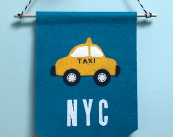 Handmade felt pennant NYC Taxi banner