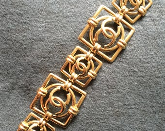CHANEL vintage openwork logo bracelet