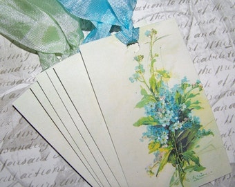 Forget Me Not Tags Floral Tags Vintage Style Forget Me Not Tags All Occasion Tags Wish Tags - Set of 6 or 9