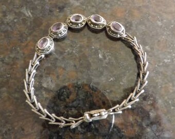 Vintage Marcasite and Amethyst Bracelet