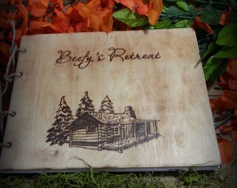 Cabin Guest Book, Vacation Rental Book, Closing Gift, Vrbo Guest Book, Personalized Rustic Wooden Guest Book, House Warming Gift