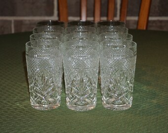 Set of 12 Vintage Cris D'Arques/ Durand Highball Cut Crystal Glasses.