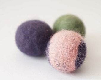 3 Wool Hand Felted Cat Toy Balls - Grab Bag