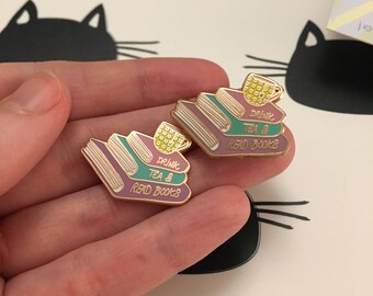 SECONDS Drink Tea And Read Books Enamel Pin