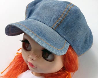 Denim cap for blythe, blythe cap, blythe clothes, blythe outfit, blythe hat, Blythe, Denim cap