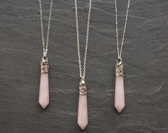 Rose Quartz Necklace / Rose Quartz Pendant / Rose Quartz Jewelry / Quartz Necklace