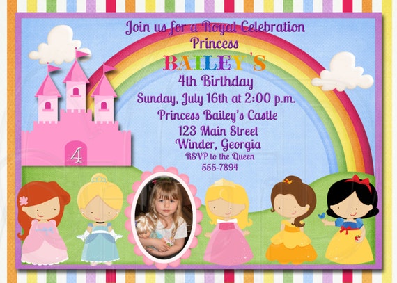 Rainbow Princess Invitation Disney Inspired-Digital File