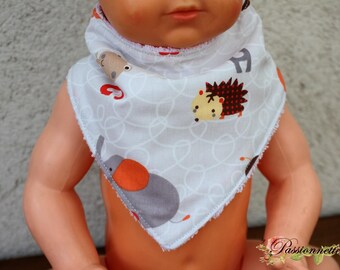 Bandana bib reversible Terry/cotton, handmade