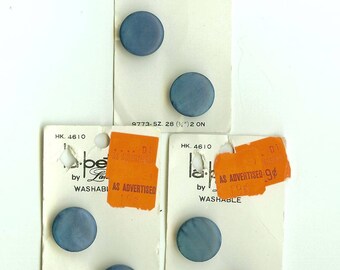 6 Vintage Teal Blue Plastic Buttons by Lansing NOS